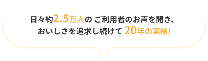 日々焼く2.5万人のご利用者の声を聞き、美味しさを追求し続けて、20年の実績